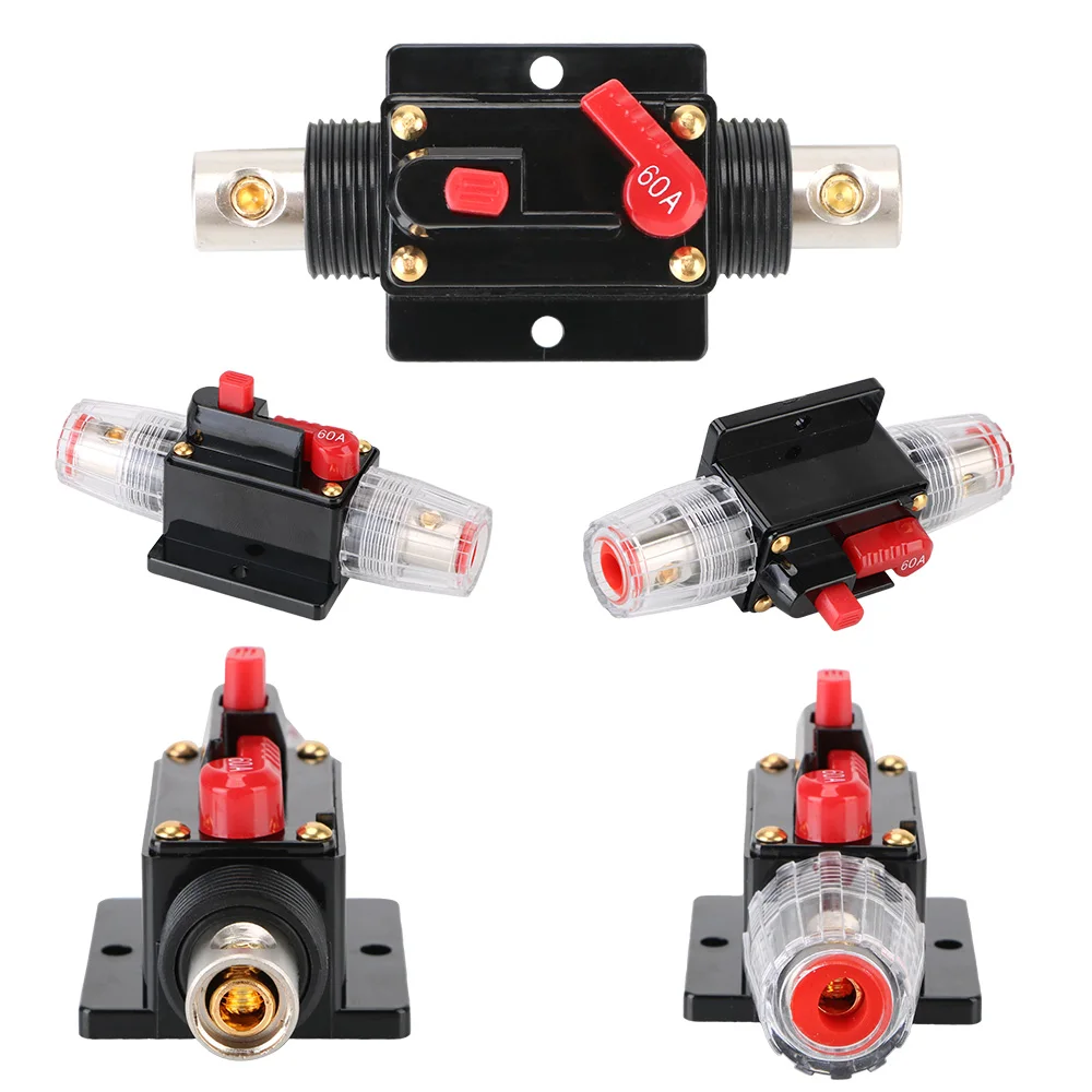 60A Car Truck Audio Amplifier 12V/24V Circuit Breaker Fuse Holder Resettable Insurance Resettable Insurance