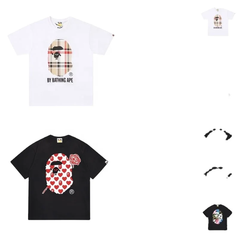 Top Quality New Style Brand Fashion Designer T Shirt Men Trendy Loose Printed Bapees Casual Sports T-shirt