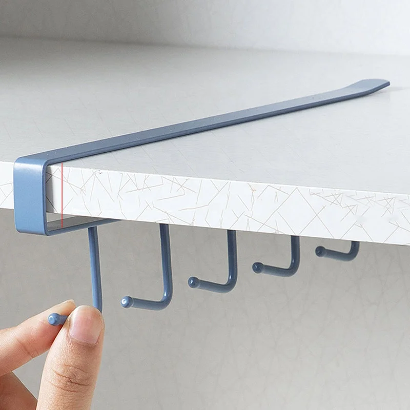 Kitchen Hooks  Iron Storage Shelf Wardrobe Cabinet Metal Under Shelves Mug Cup Hanger Bathroom Organizer Hanging Rack Holder