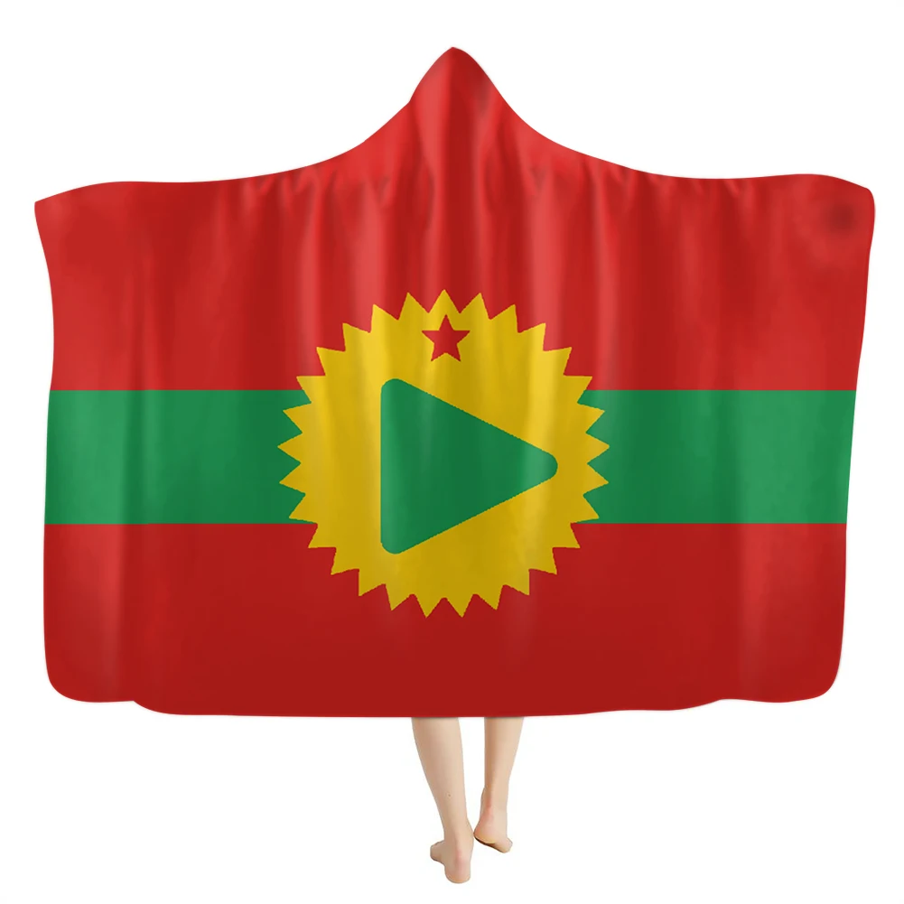 Flag Of The Oromo Printed hooded blanket custom for Adult sherpa warm blanket hood super soft blanket with hooded