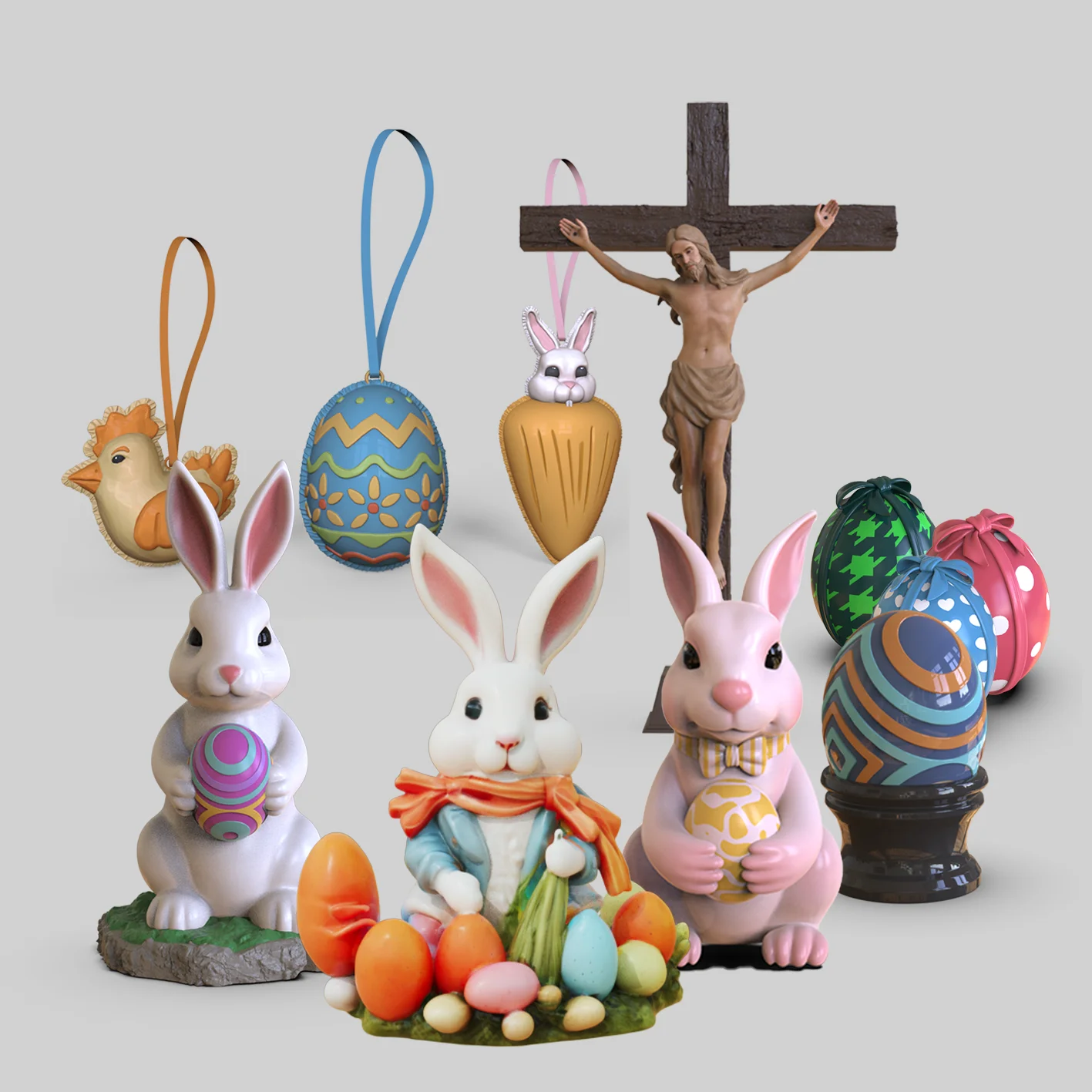 Professional wholesale customized Easter Gift Art home decoration eggs decor custom Easter bunny figurines easter ornaments