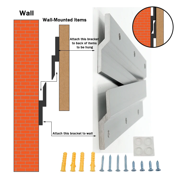 LENWA ALUMINIUM Lowes Large 500 lbs Heavy Duty Wall Mounting System Ideas Pre-Packaged Kit Profile French Cleat for Shelf