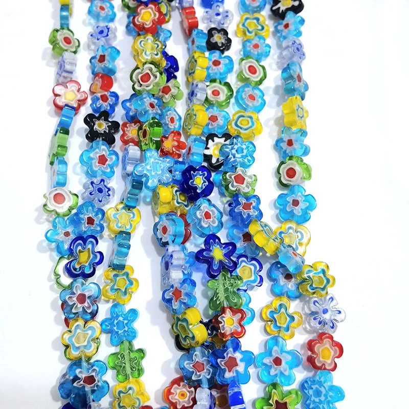 10mm/12mm Multi Color Millefiori Flower Lampwork Glass Beads Charm Beads Fit Jewelry Making