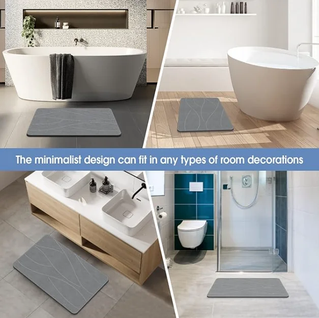 Eco-Friendly Anti-Slip Fast Drying Bath Stone Mat Eco-Friendly Product with Engraved Diatom Earth