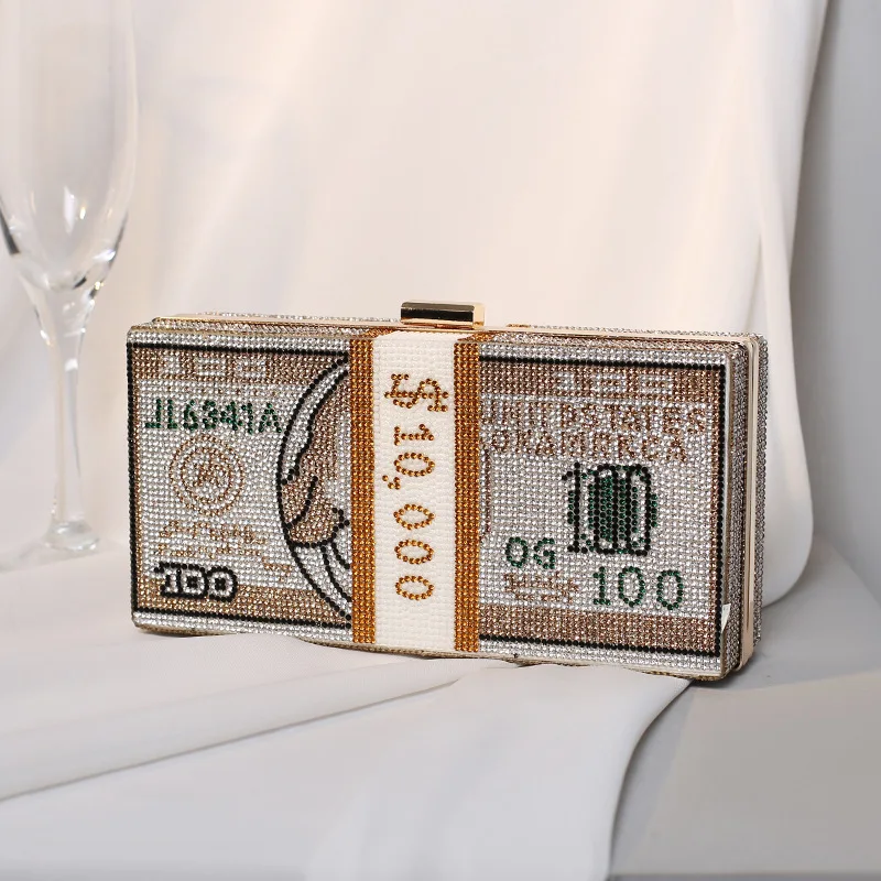 
2021 Design Money Handbags for Women Wallets Diamond Rhinestone Evening Bags Handbags 