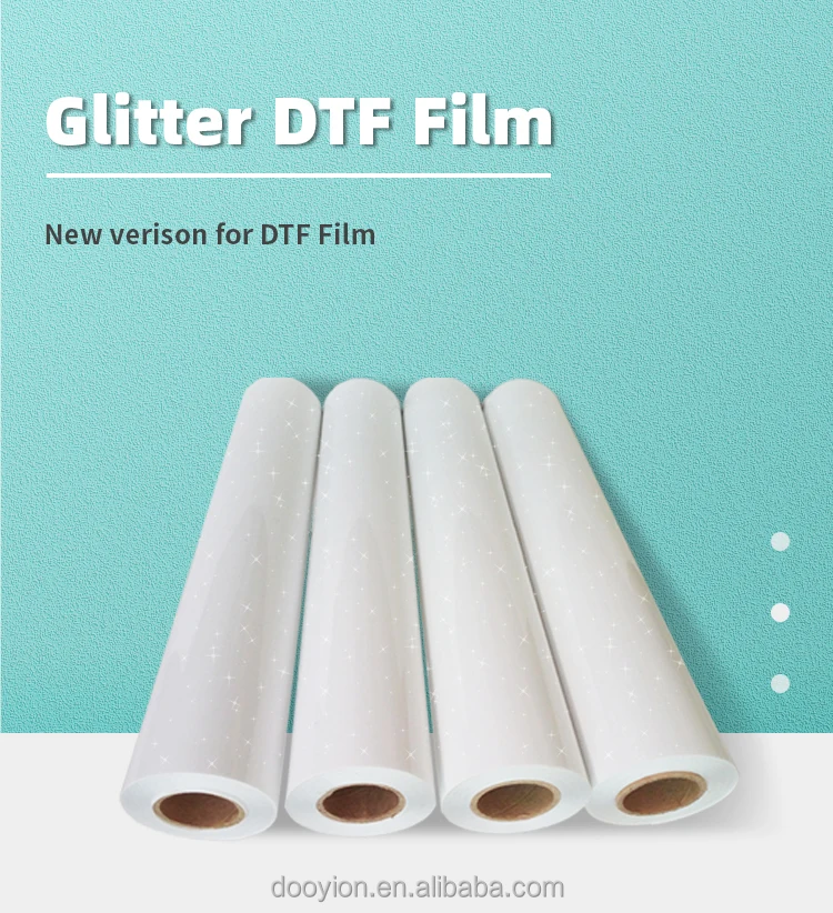 2024 wholesale gold flashlight dtf pet film glitter direct to film transfer dtf glitter printing film roll 60 cm 30cm