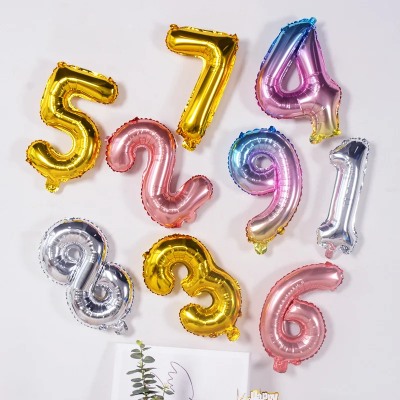 Wholesale 16 Inch Thin Individual Paper Card Package 0-9 Aluminum Foil Number Balloon For Birthday Party