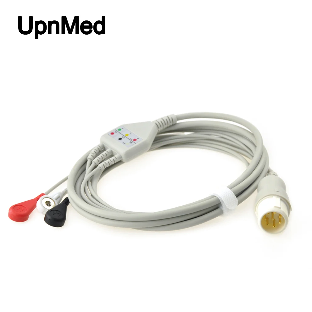 Manufacturer in ecg cable for Codemaster100 M2425A M3500B 3 Lead to 12Pin Connector Snap IEC/AHA