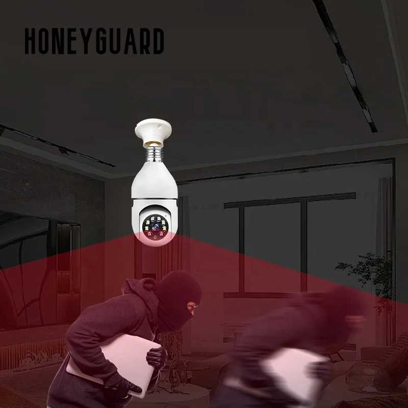 HONEYGUARD SFC03 smart home light bulb lamp wifi 3MP camera 360 Degree pnaoramic wireless IR security VR CCTV camera