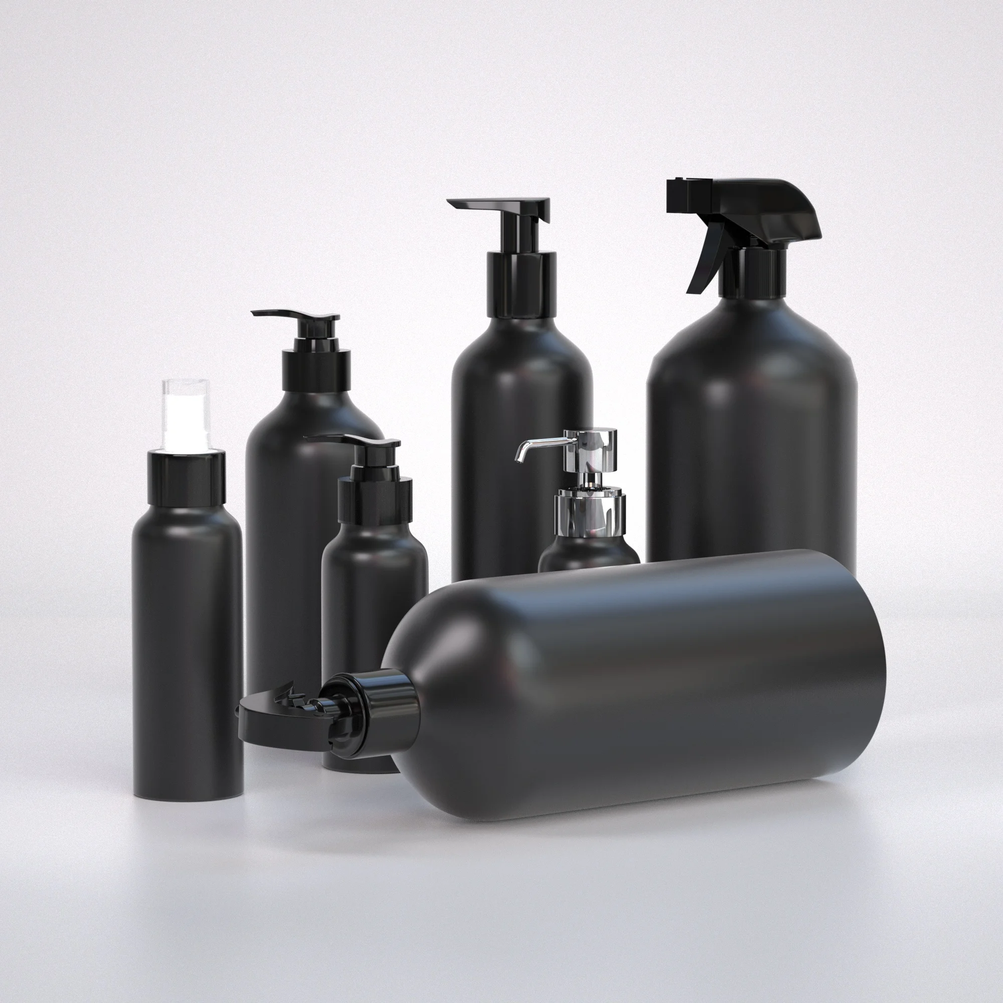 250 мл 500 мл 750 мл 1000 мл матовые черные Упаковочные бутылки для жидких или косметических пищевых продуктов алюминиевая бутылка для шампуня