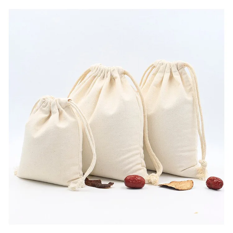 Custom Logo Printed Cotton Linen Candle Soap Pouch Eco Friendly Gift Drawstring Bag