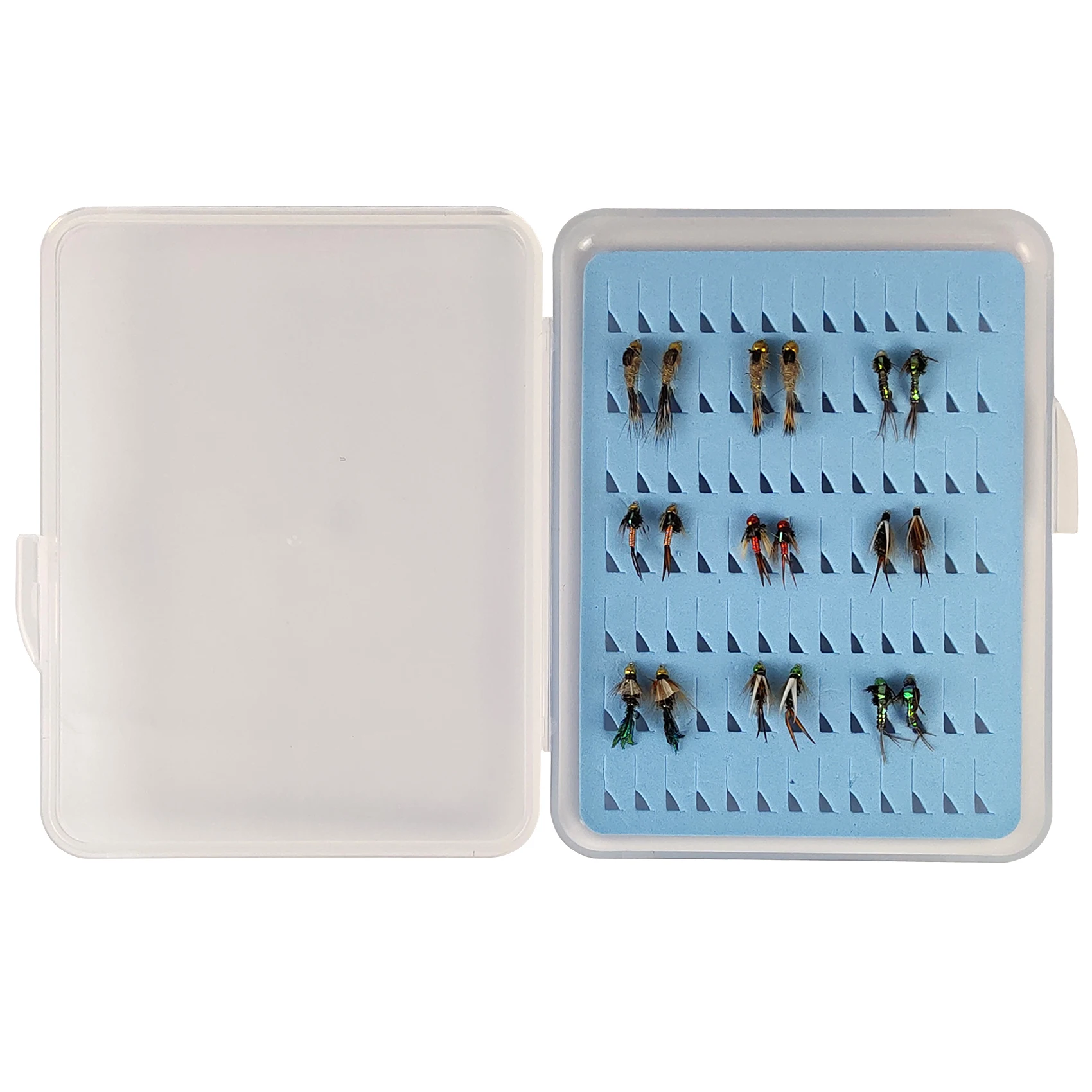 BTI-09A-H065 Mini Fly Hook Box With Blue Foam Insert Pocket Size Fly Fishing Box(B01)