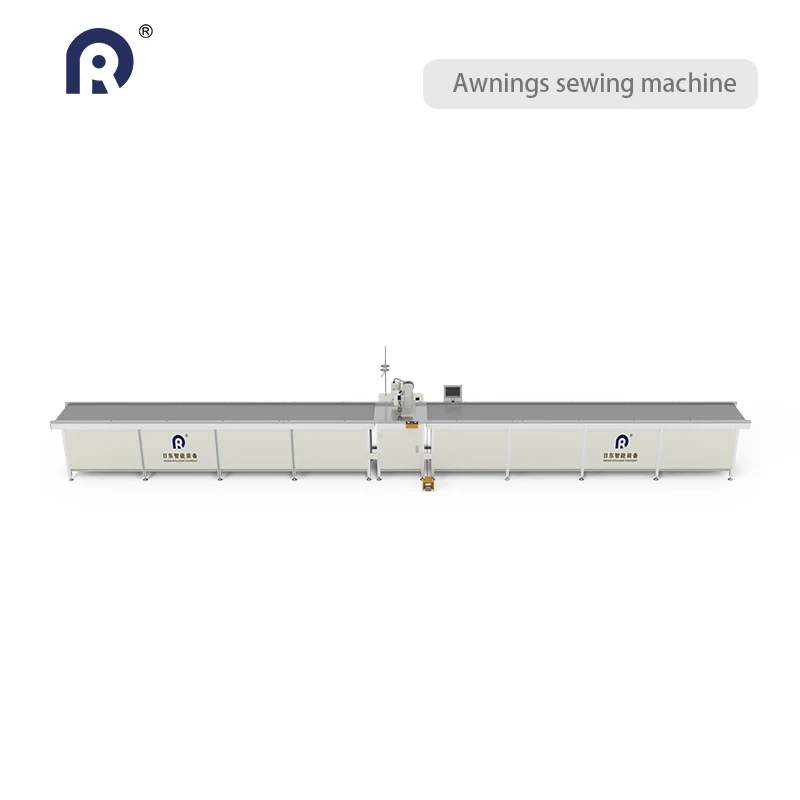 Sewing machine for sewing outdoor roller shades fabric for outdoor awnings