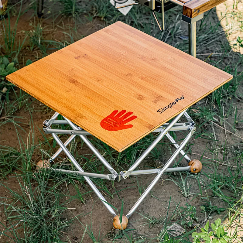 Onwaysports aluminum frame bamboo square small folding camping picnic table