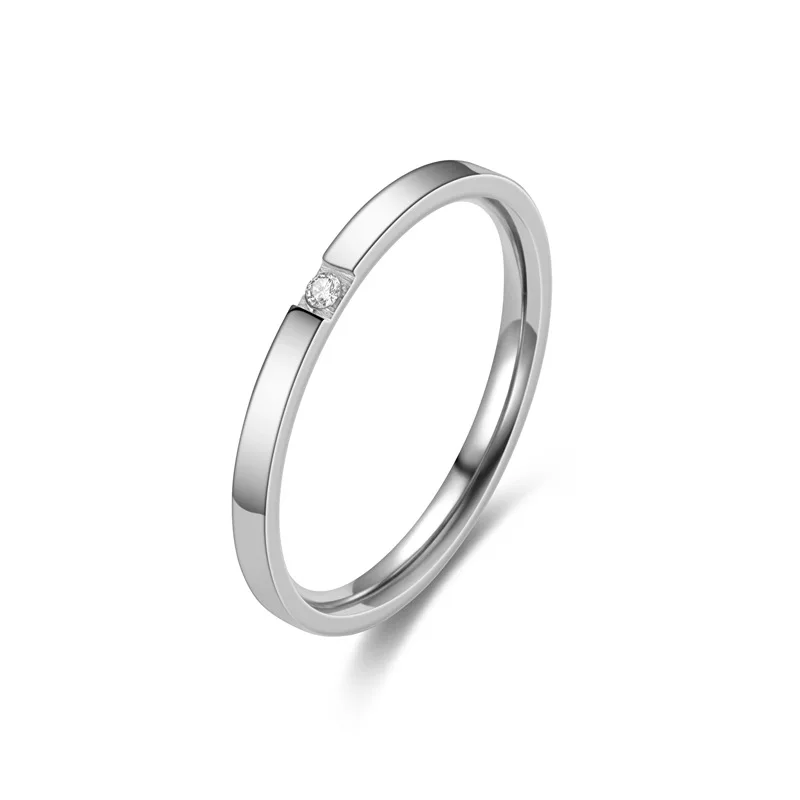 Women Men Jewelry Rings Lovers Wedding Bands Romantic Custom Stainless Steel Crystal Couple Ring High Quality