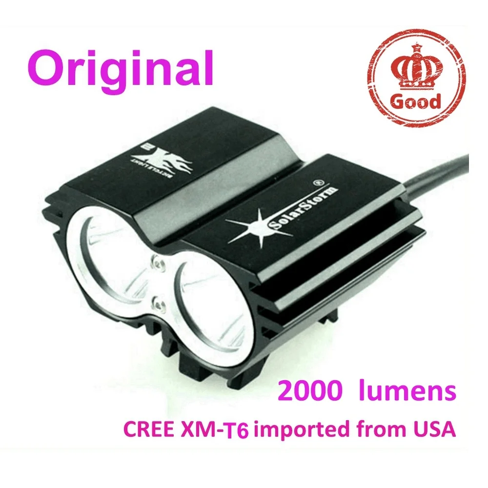 Светодиодный передний фонарь для велосипеда CREE XM-T6 solarstorm x2 2000 люмен