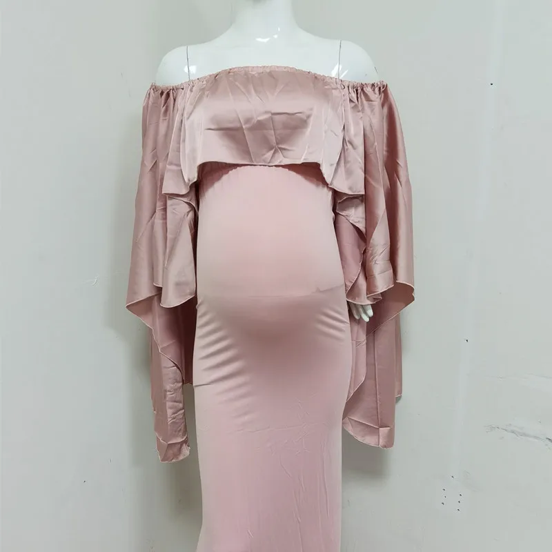  2 Pcs Shawl Dresses Sets White Maternity Dress Photography Gown Pregnancy Photo Shoot