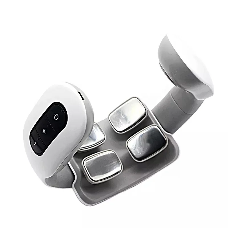 OEM Wholesale Electric Hot Compress Smart Rechargeable U shape Wireless Portable Tens Pulse Heated Neck Massager