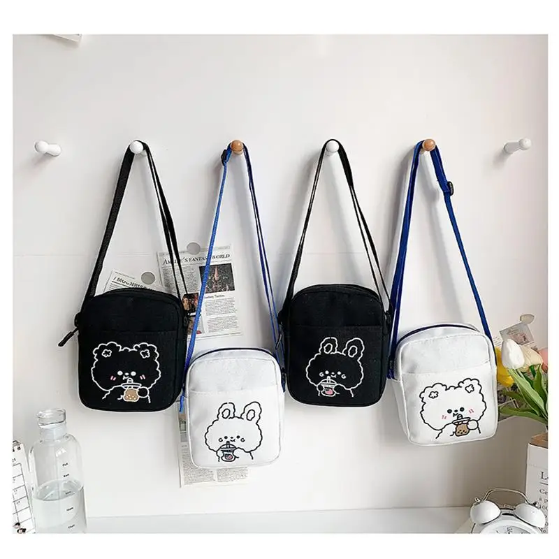 Portable Mobile Phone Bags Cute Crossbody Small Bag For Girls Partysu Canvas Shoulder Messenger Small And Square Bags