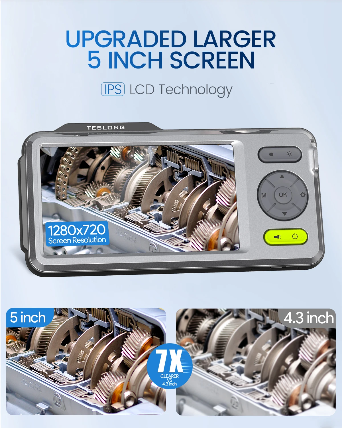  Teslong ручной NTS500B 5 дюймов ЖК-экран бороскоп Инспекционная камера