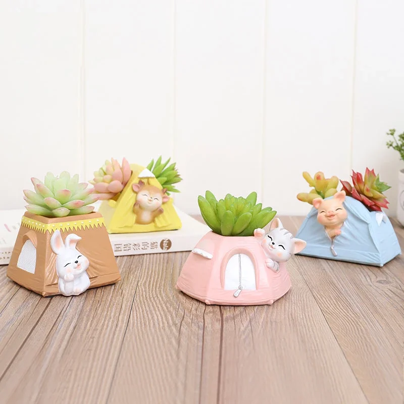Roogo resin home decoration cute dog flowerpots