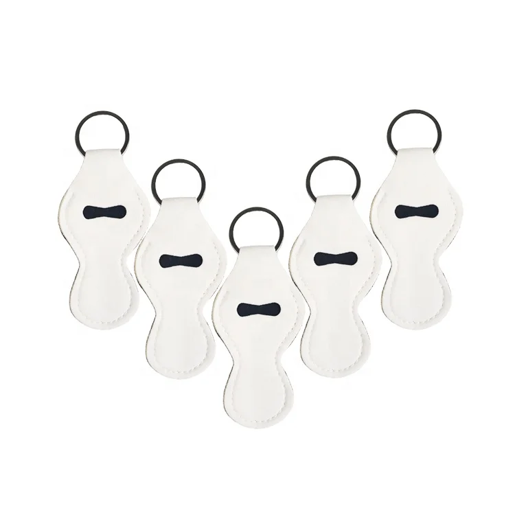 RTS  White Sublimation Blank Neoprene Chapstick Holder Keychain In Stock