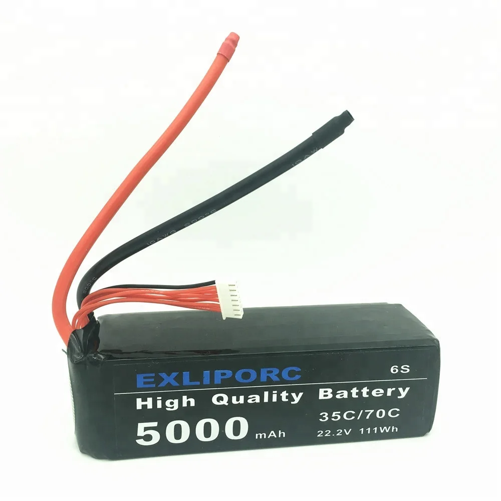 EXLIPORC fpv drone battery 6S 22.2V 5000mah 70C Soft case with XT90 for AirPlanes /Helicopters 1/8 Buggy Truggy Truck