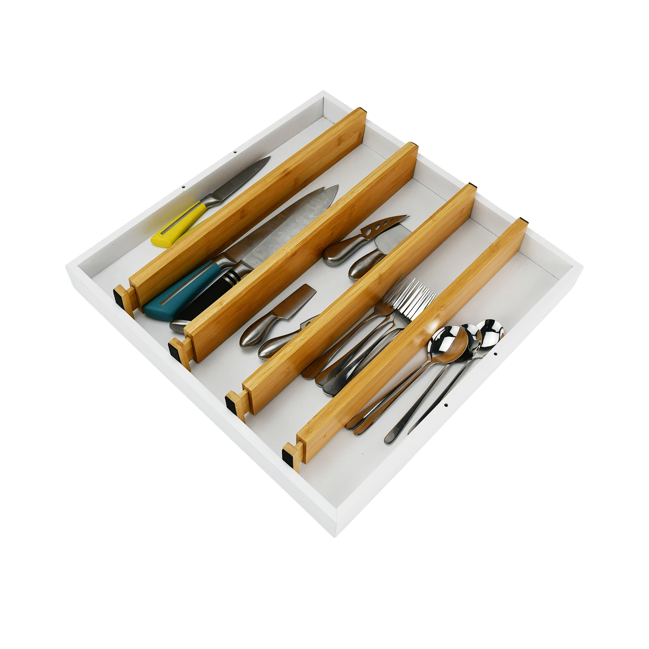 Set of 4 Expandable Natural Bamboo Drawer Divider Drawer Organizer for Kitchen