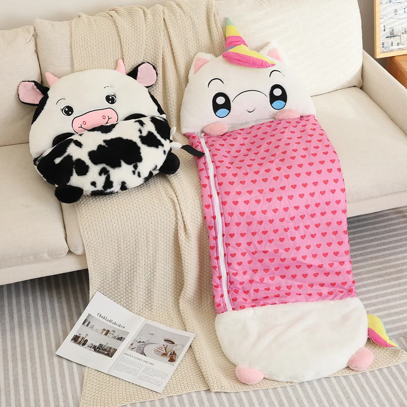 2 IN 1 Animal Sleeping Sacks Boys Girls Plush Doll Pillow Animal Sleeping Bag For Children