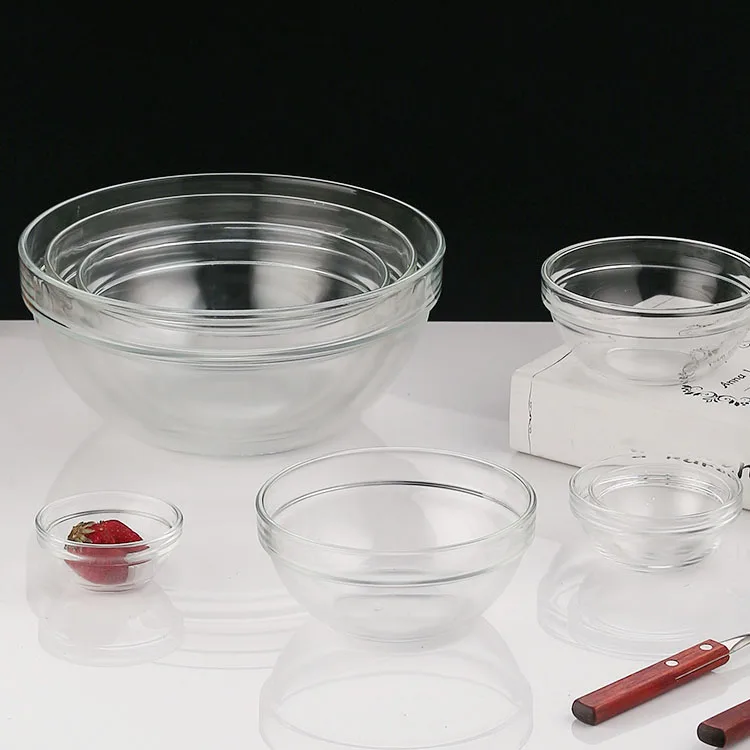 Wholesale Hot selling Customized Round clear glass mixing bowl cereal salad bowls