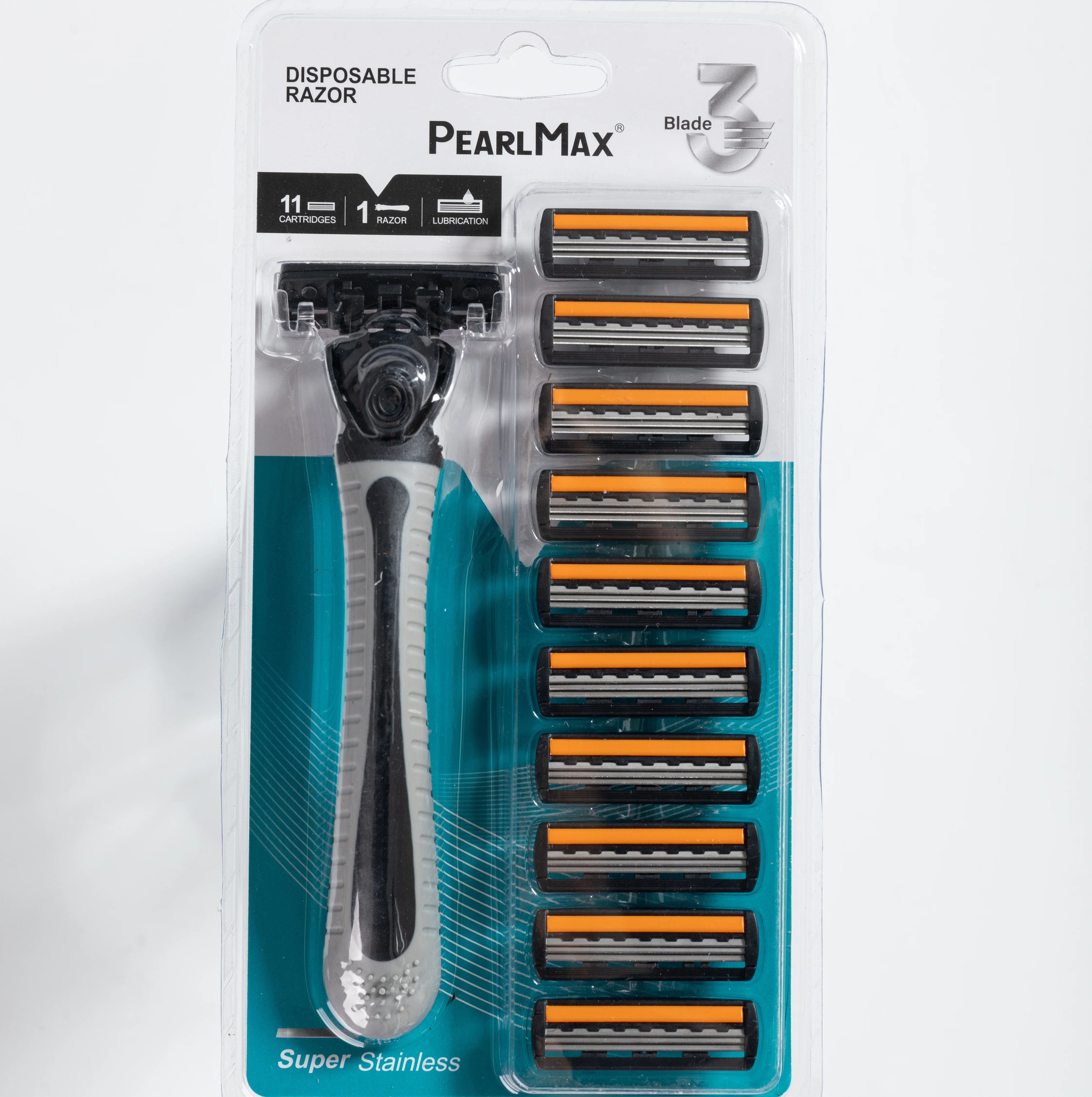 Pearlmax Factory Triple Blade Stainless Steel Good Quality Rubber Razor OEM Shaving Razor For Men Barber Cheap Soft Razor