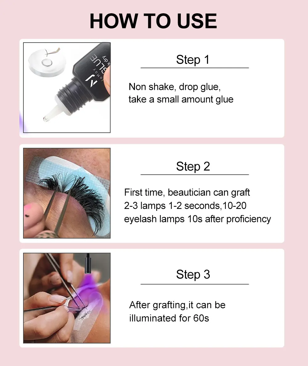 Private Label vendor no fume 0.5 1s UV Glue Eyelash Extension extension glue uv blue light adhesive lash glue