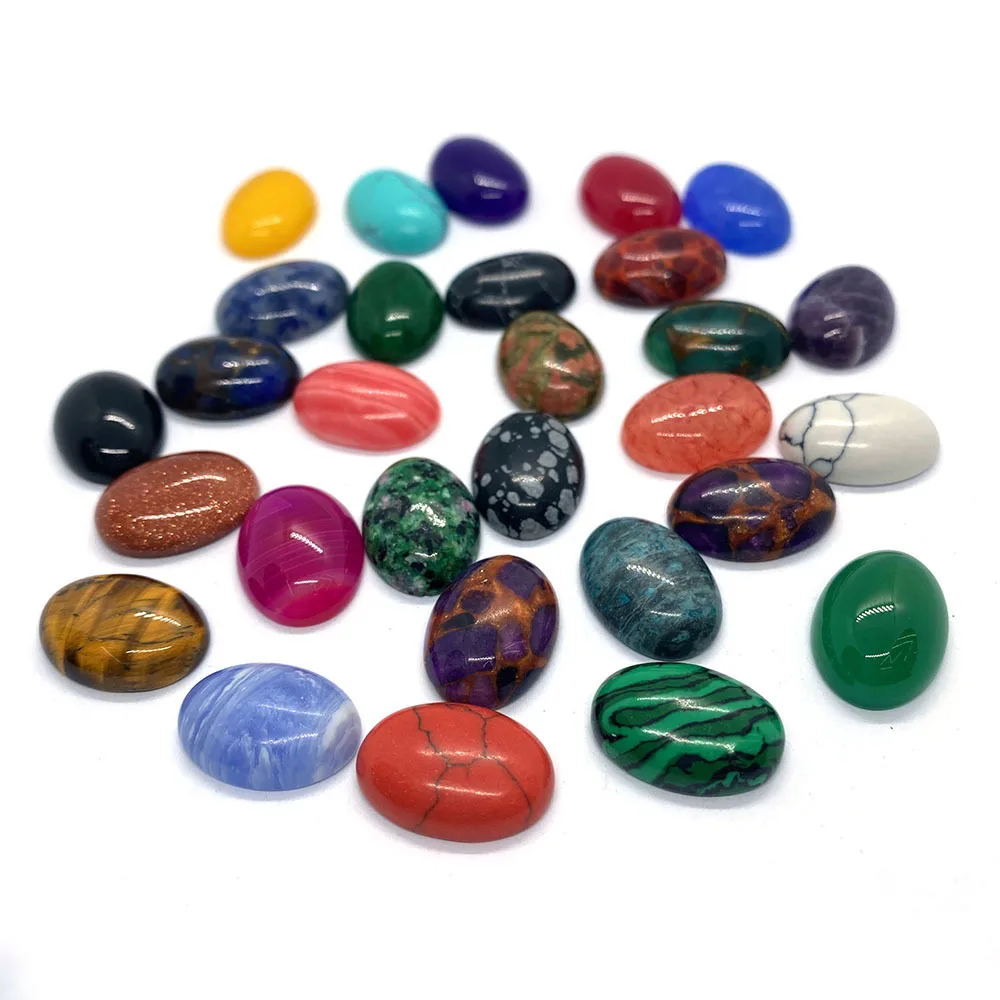 Hobbyworker Oval Gemstone Cabochon Flat Back Chakra Crystal For Necklace Earring Pendant Bracelet Jewelry DIY Craft Making A0518