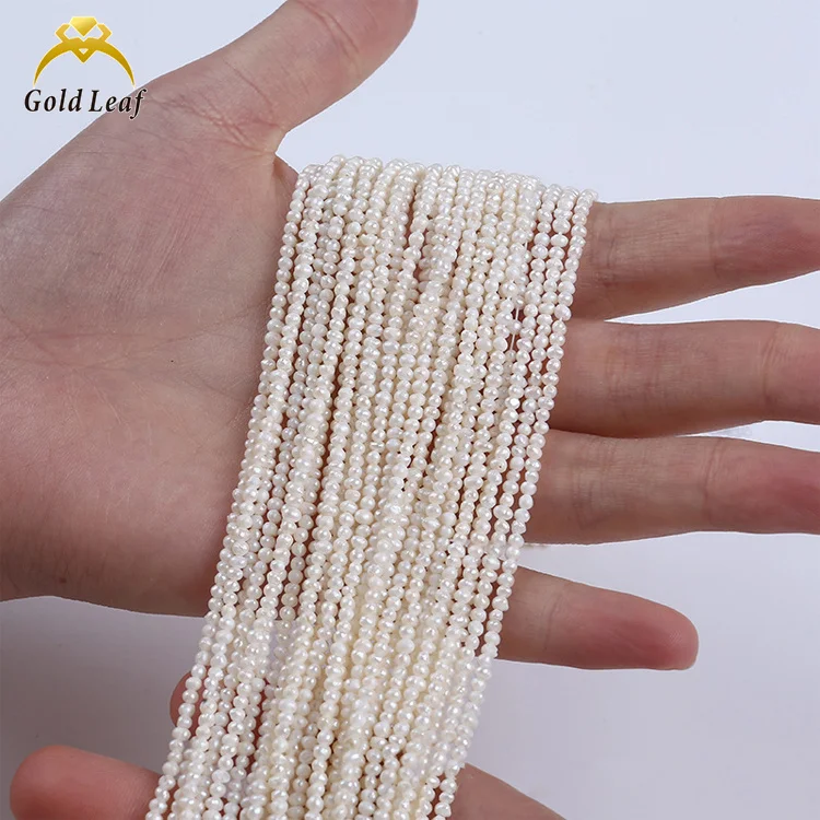 Goldleaf Freshwater 2A Quality 2-3 mm Potato Shape Pearl Strand  Natural Pearl Beads for Jewelry Making