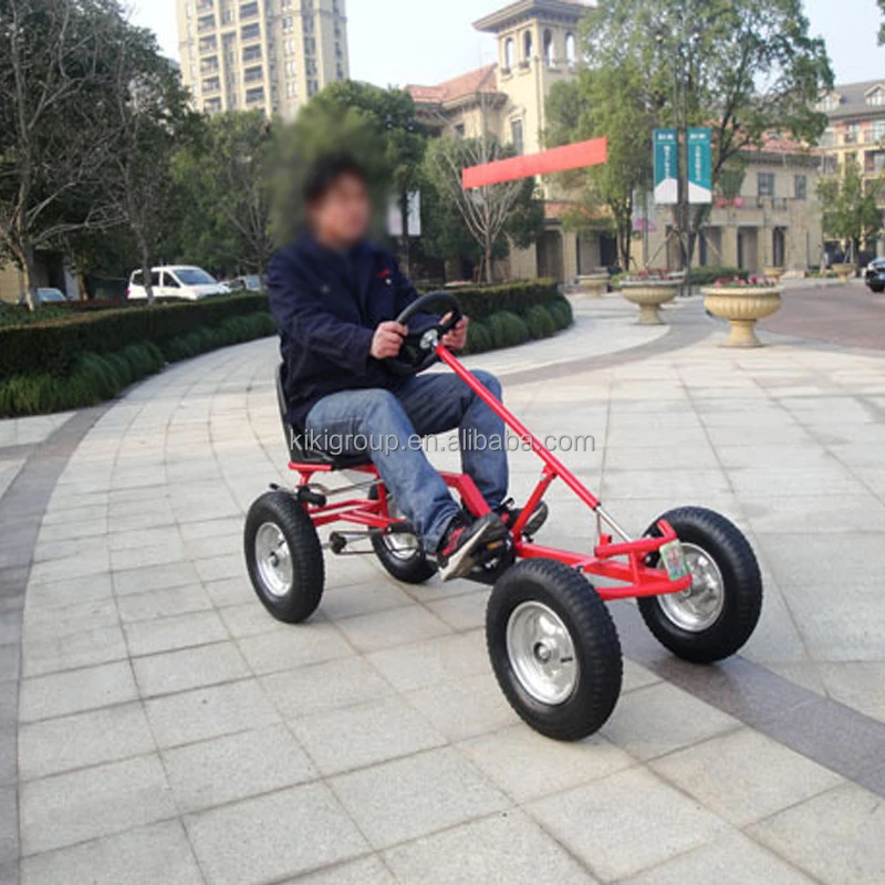 Amusement park game zone blue color four wheel heavy duty pedal baby racing go karts frame for 3-12 ages