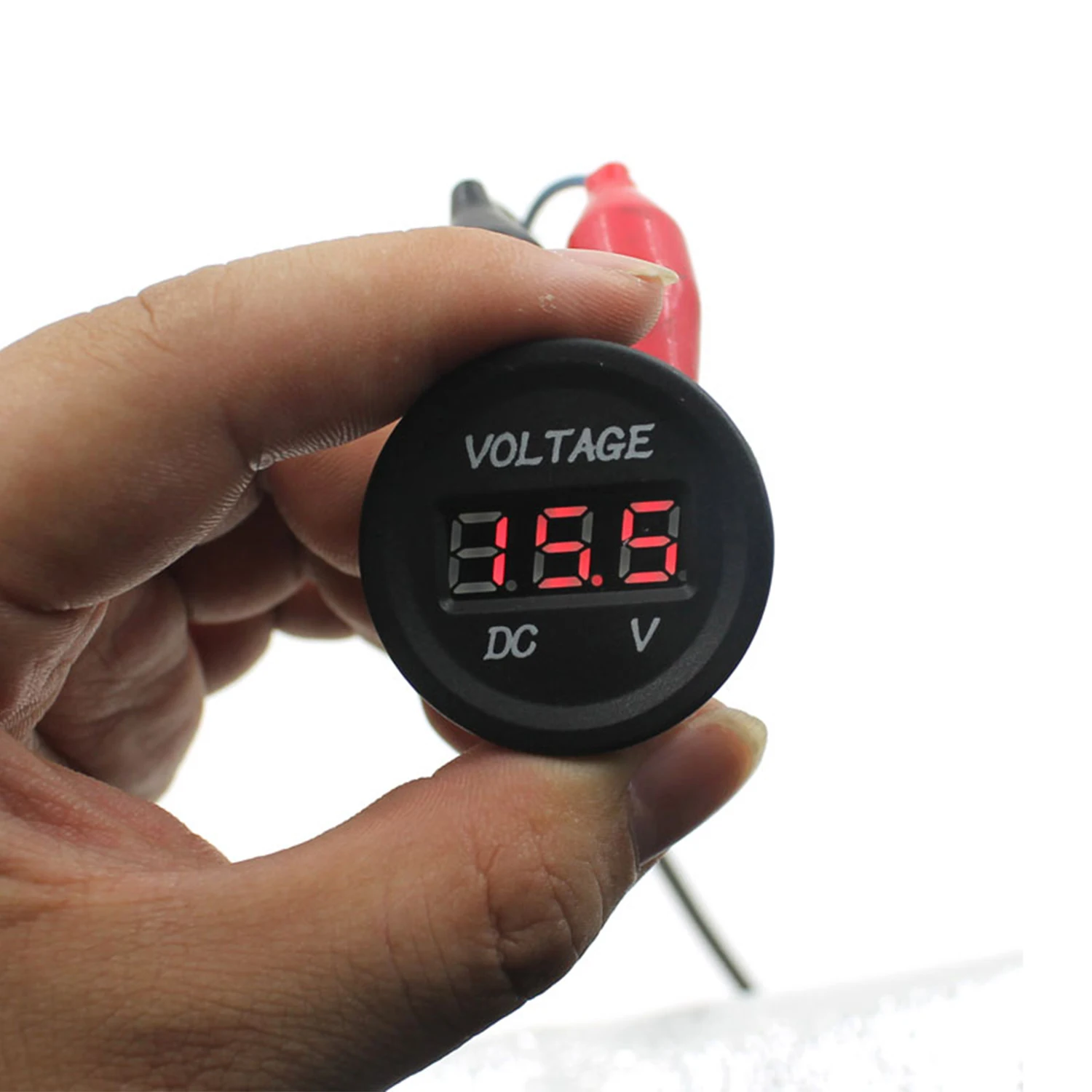 Waterproof round auto boat car  motorcycle DC6-30V LED panel mini digital voltage meter tester display voltmeter