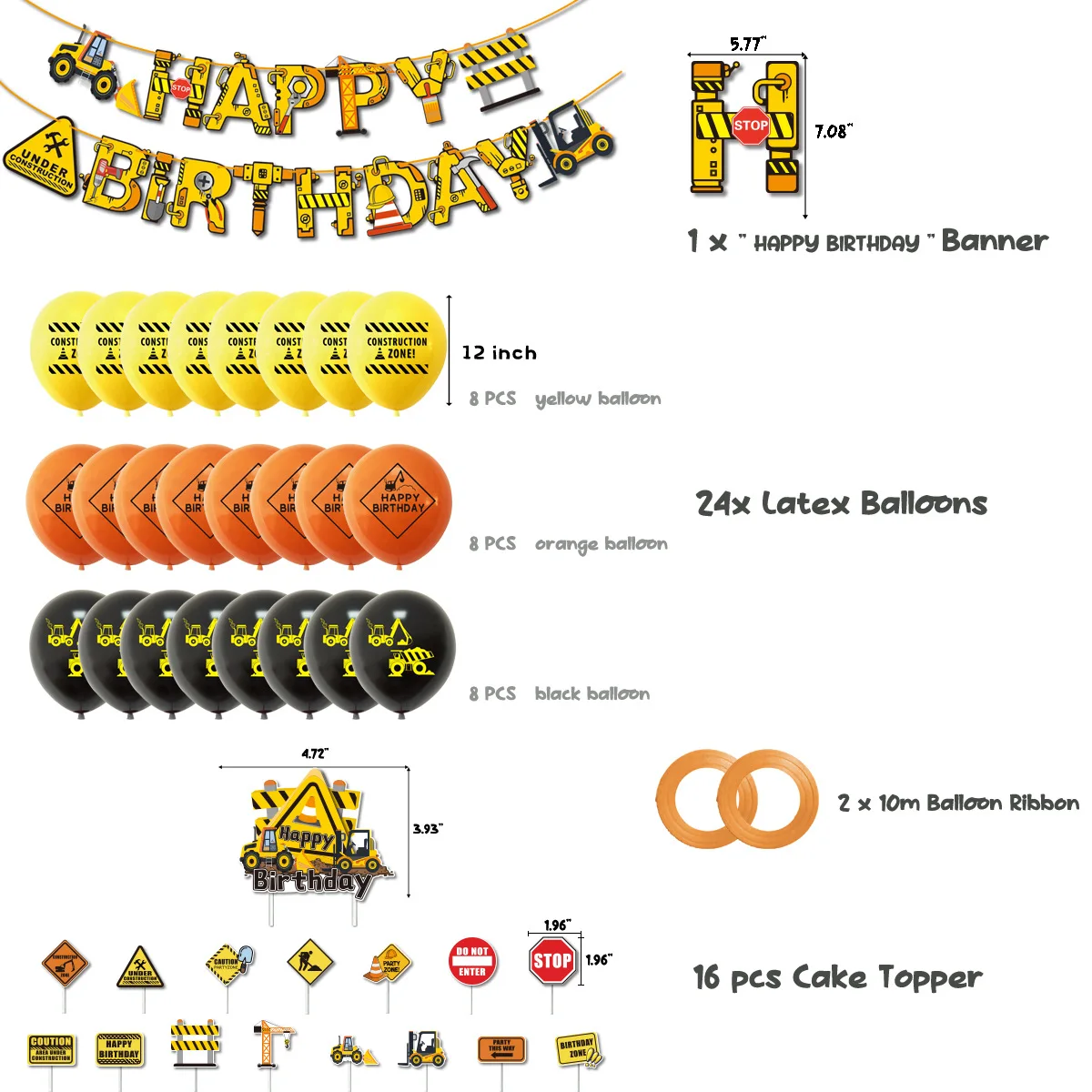 Cartoon Construction Birthday Party Supplies Vehicle Banner Pack for Boys Kids ump Truck Birthday Party Decorations SET276