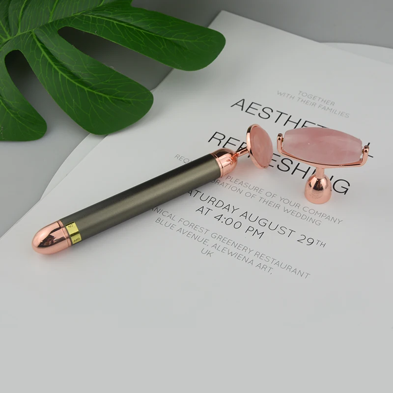 Новинка 2021, лидер продаж, 2 в 1, косметическое оборудование для лица, вибрирующий нефритовый массажный ролик для лица