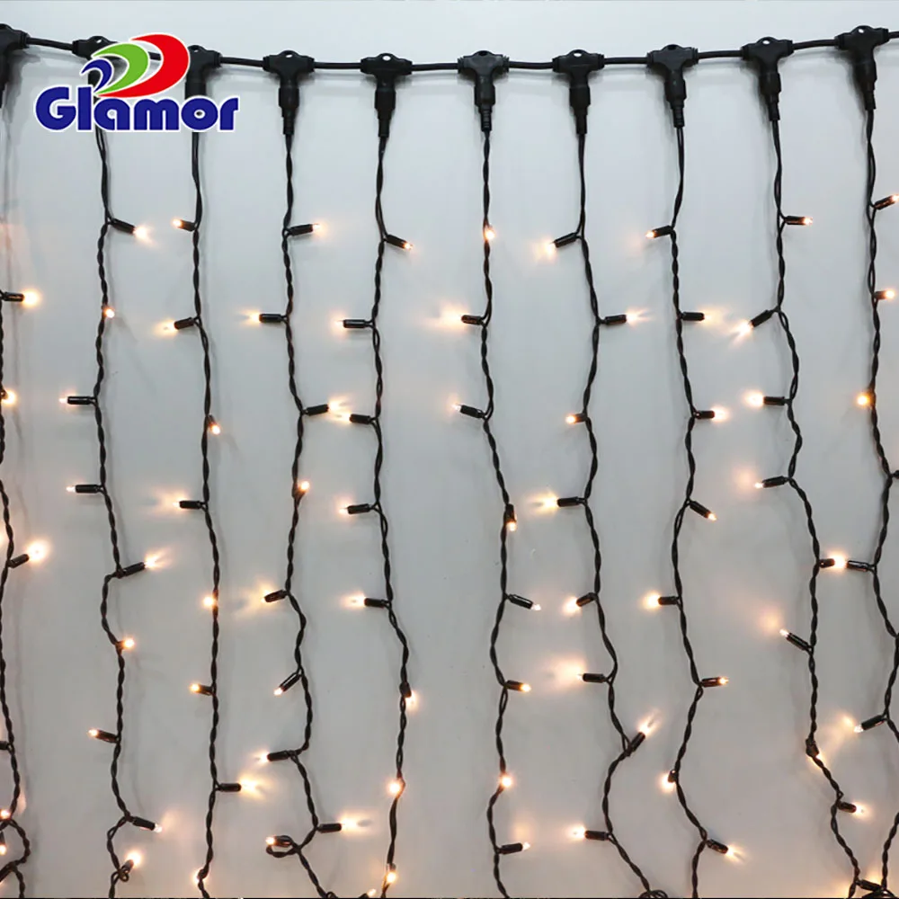 100-120V Outdoor IP65 Christmas Light Decoration Icicle Fairy Curtain Light Rubber Cable String for Windows or Building
