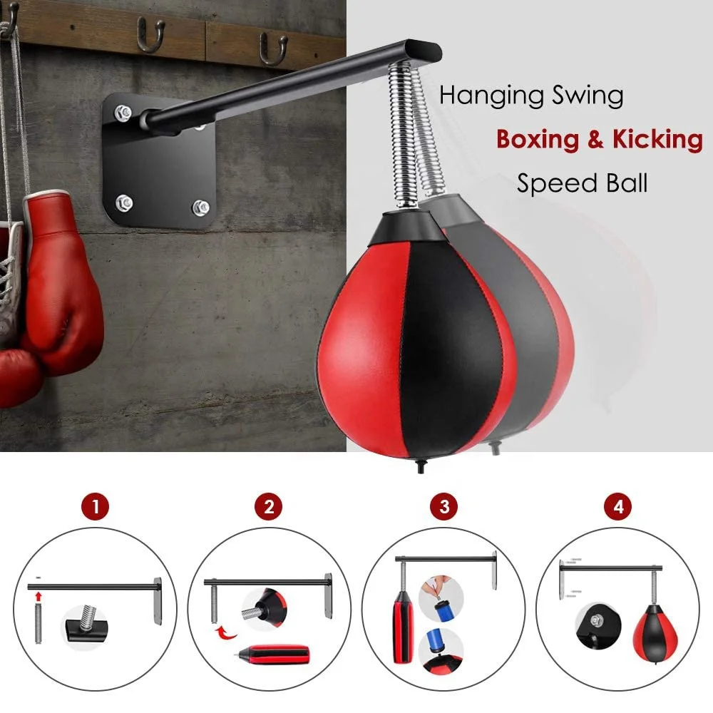
Punching Bag Reflex Speed Bag with Reinforced Spring Wall-Mounted Strong Durable Boxing Ball Relief Stress Ball 