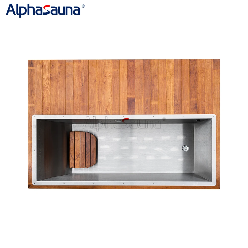 Outdoor Sauna With Shower Cold Plunge Square Ice Bath With Chiller 110v And Water Heater Optional