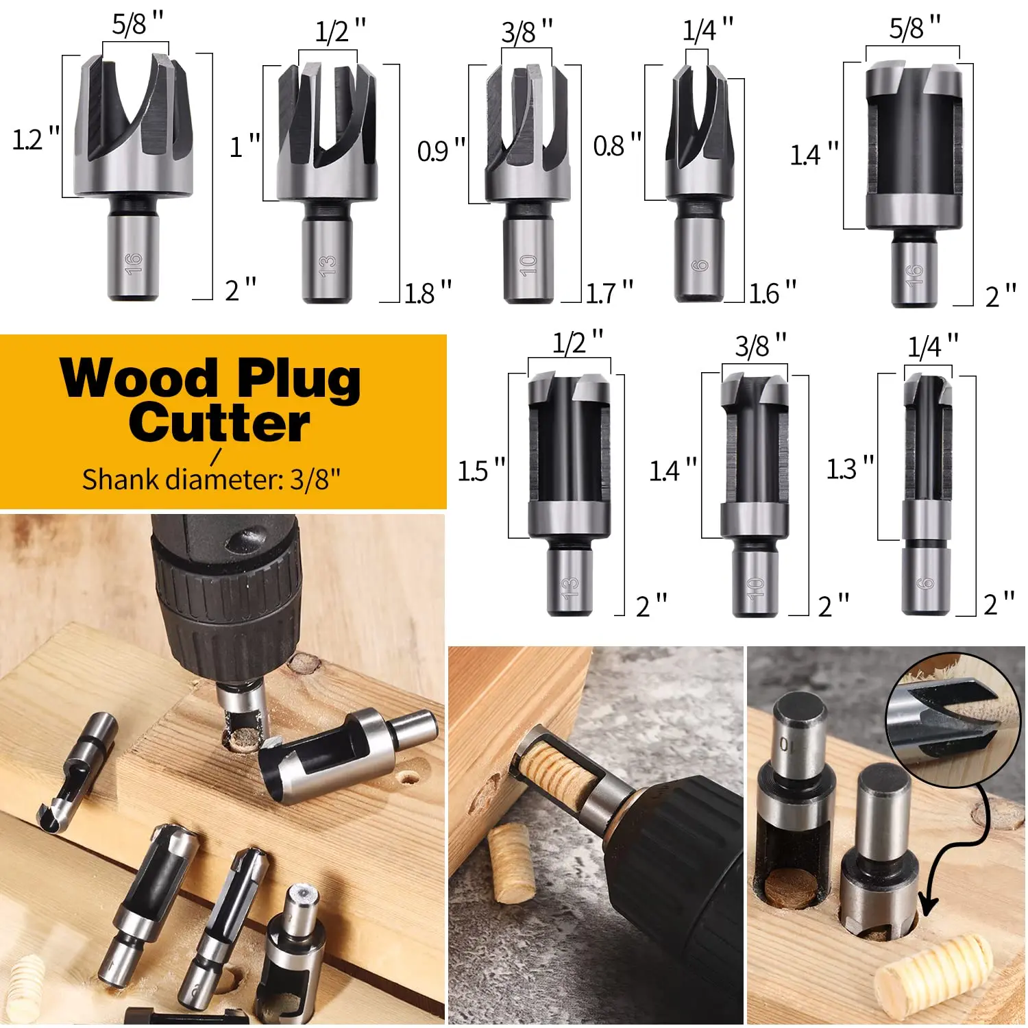 23pcs Woodworking Chamfer Drilling Set Countersink Drill Bit Wood Plug Cutters L-Wrench Center Punch
