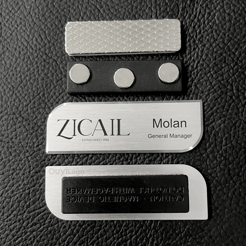 Hot Sale Custom Blank Hotel Uniform Staff Name Tags Badge Logo Stainless Steel Black Gold Sliver  Safety Pin for Name Badges