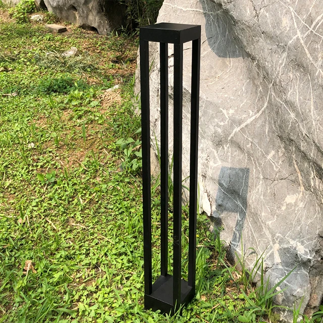 Колонка водонепроницаемый квадратный 600 мм алюминиевый улицы сада травы песочный черный теплый свет лампы газон
