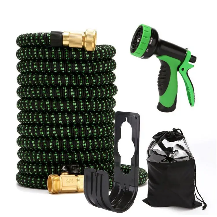 Expandable Garden Hose Pipe 100Ft 30M Strong Double Latex Inner Tube Prevent Leaking Magic Hosepipe With 8 Function Spray Gun -