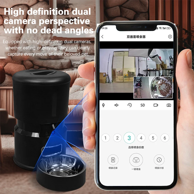 Luxury Popular Automatic Cat Feeder Self Dispensing Auto Reminder Timed Moisture Protection Food Dispenser With Voice Recording