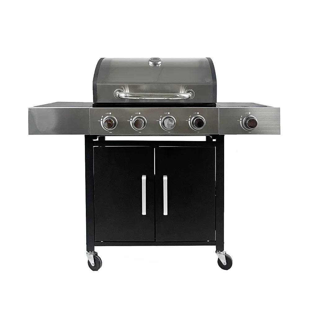 Easily Assembled Stainless Steel Gas Grill Outdoor 4 Burner+1 Side Burner Gas Grill