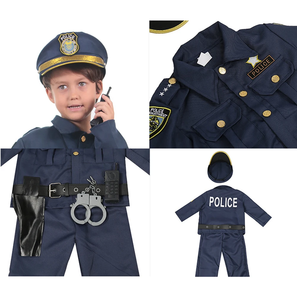 Kids Police Cosplay Kids Play Show Halloween Drag Party Costumes
