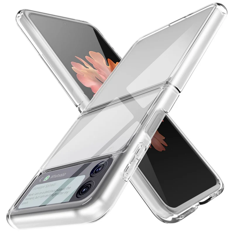 New Case For Samsung Galaxy Z Flip 3 5G Clear & Crystal Case Hard PC Back Slim Lightweight Shockproof Protective Phone Case