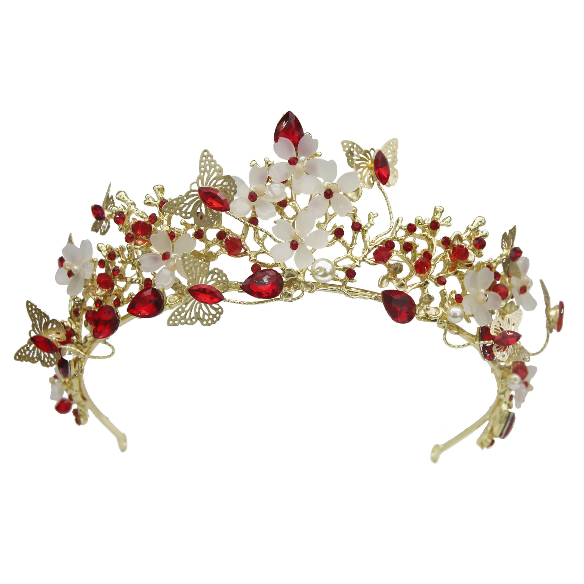 Bridal Crystal Butterfly Crown Headdress Baroque Alloy Rhinestone Crowns And Tiaras